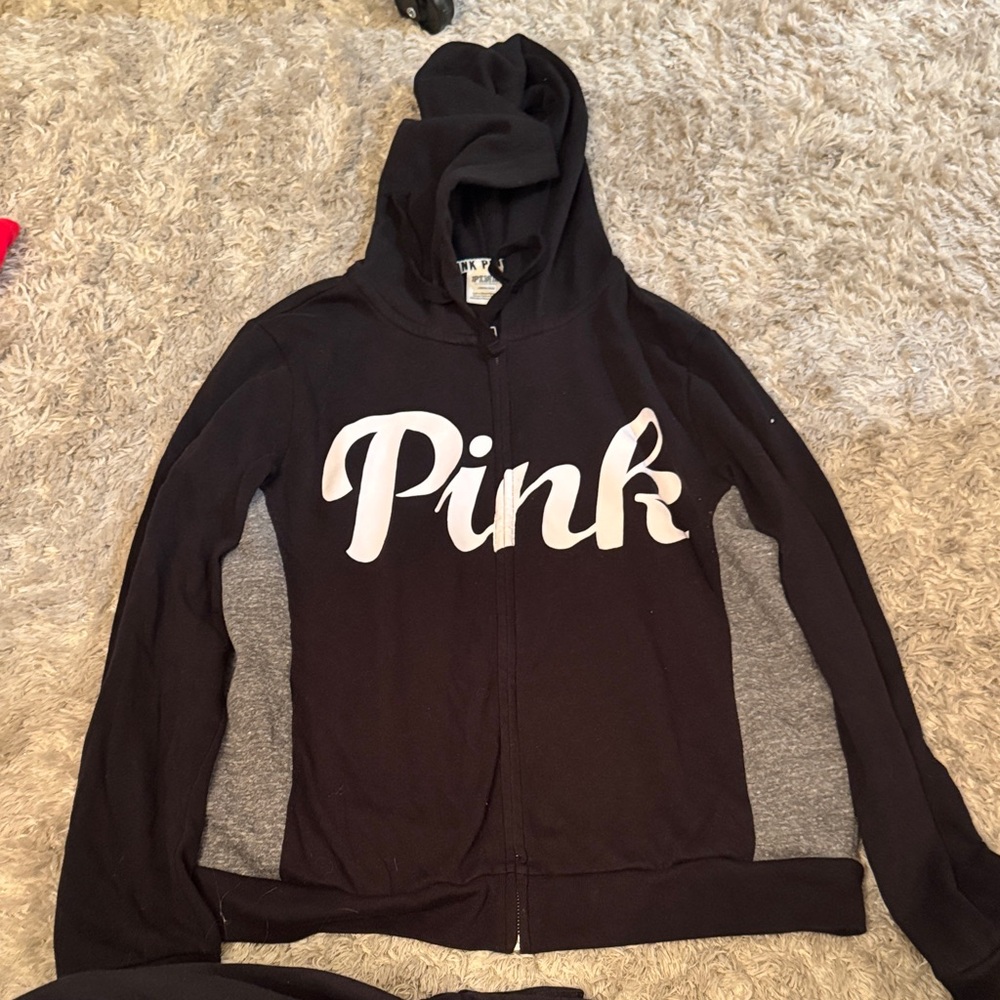 PINK Victoria's Secret Black Hoodie Jacket